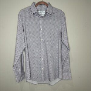 Mizzen + Main Shirt Leeward Collection White Check Stretch Trim Fit Size Medium